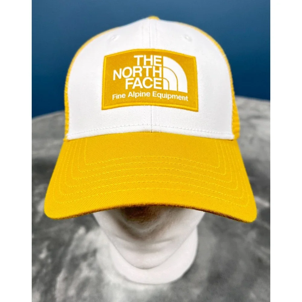 The North Face Mudder Trucker Hat Snapback White Yellow Fine Alpine Equipment